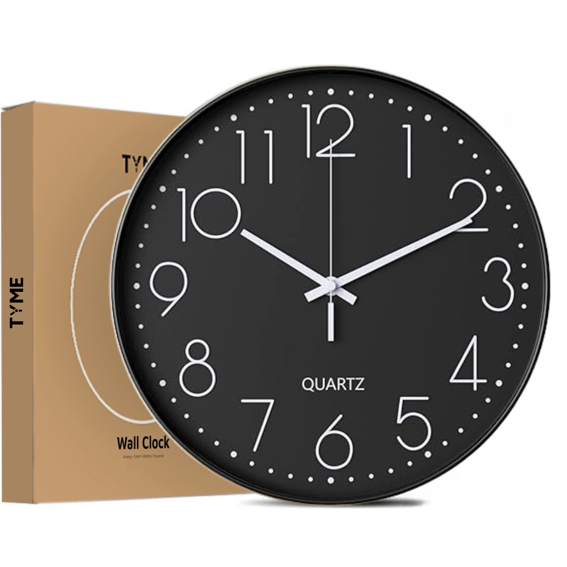 Wandklok 30cm Zwart Wit