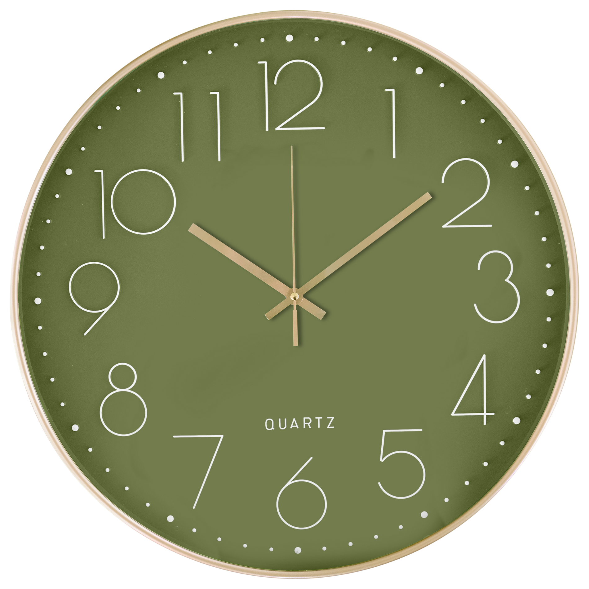 Wanduhr 40cm Grün Gold