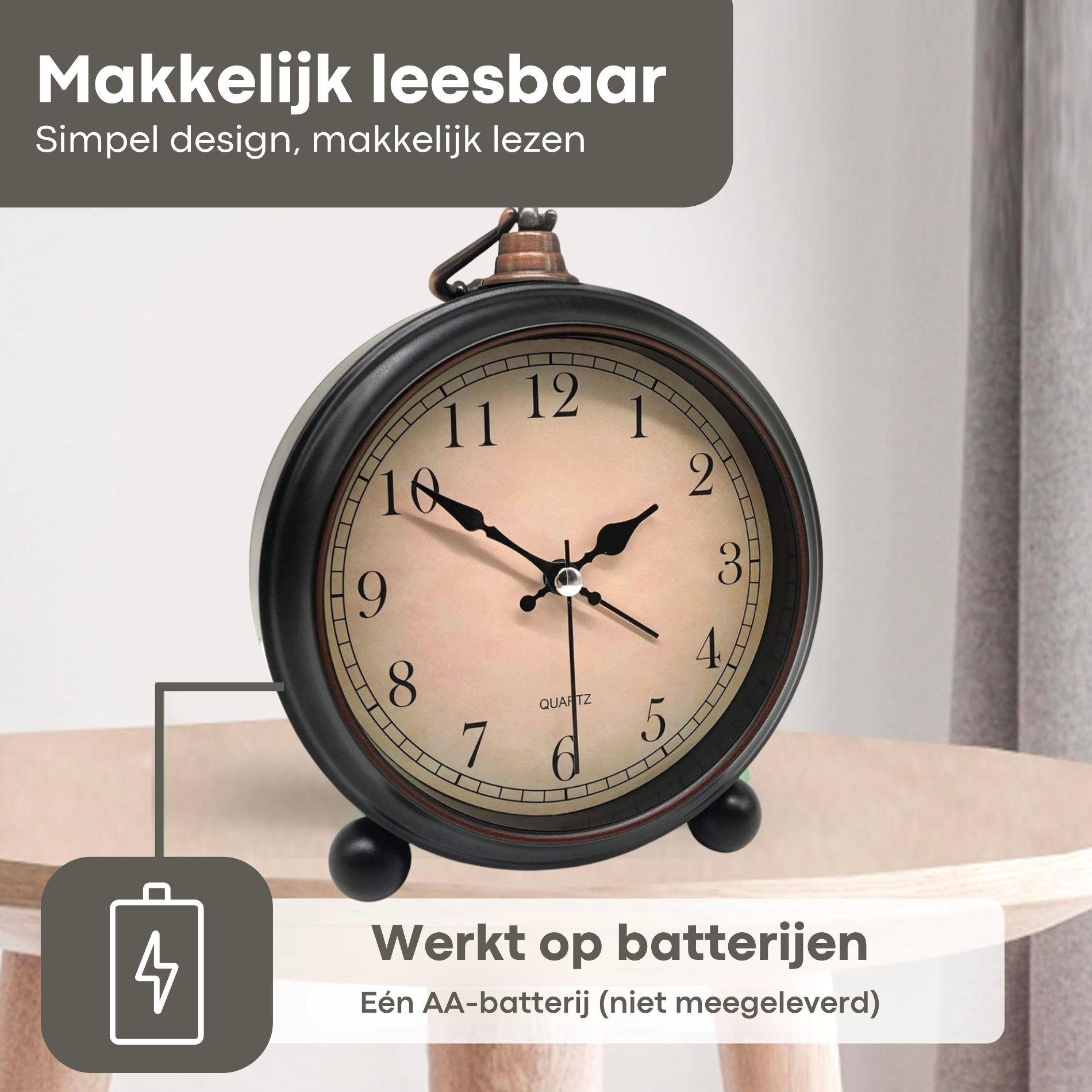 Retro Analogwecker Schwarz