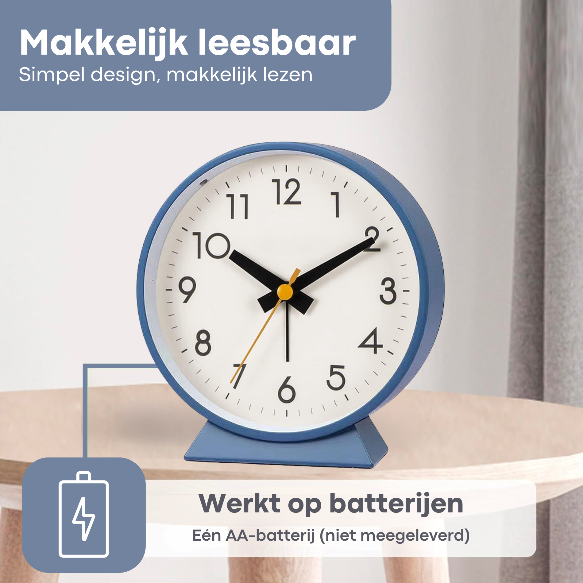 Runder analoger Wecker Blau