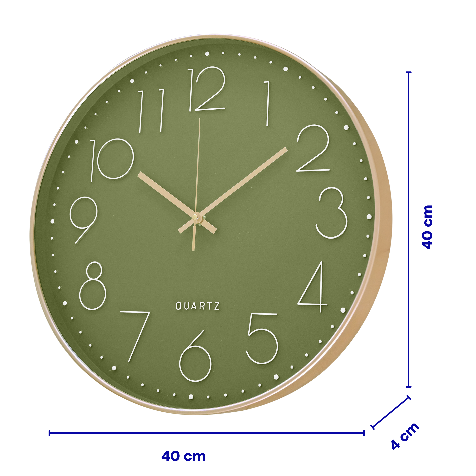 Wanduhr 40cm Grün Gold