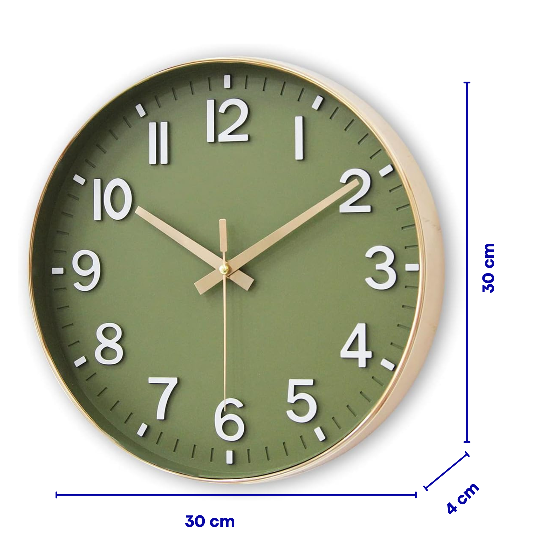 Wanduhr 30cm Grüngold