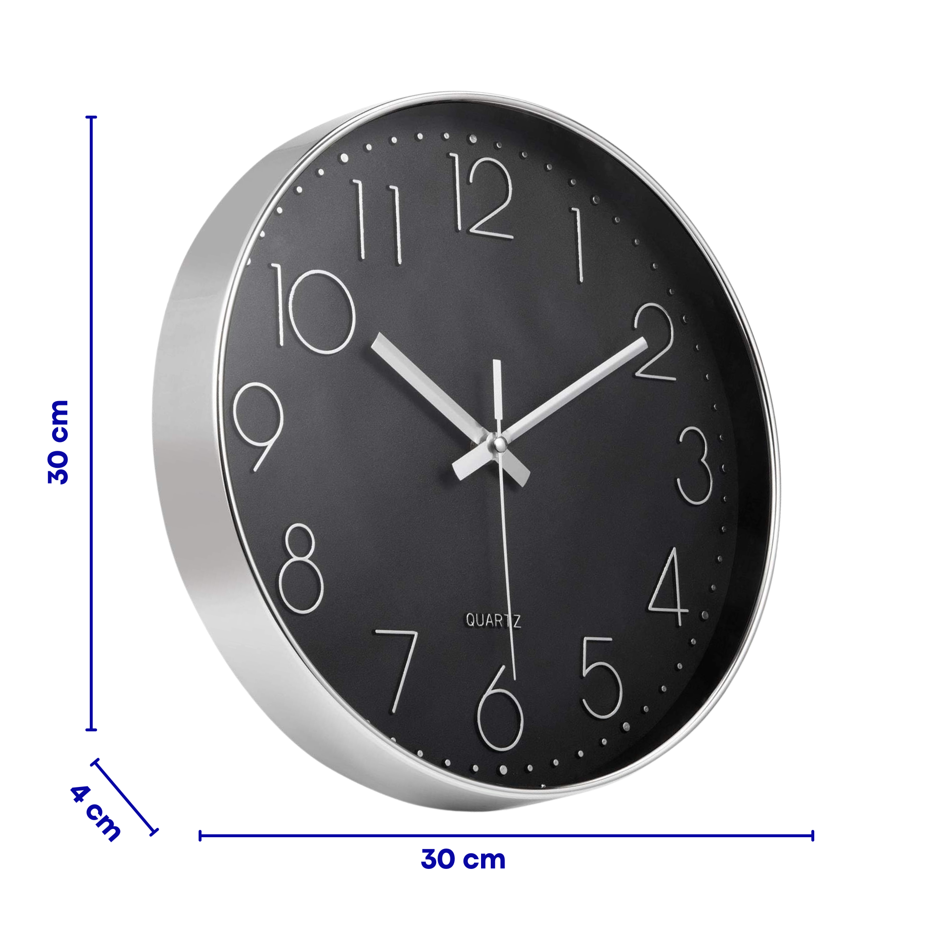 Wandklok 30cm Zwart Wit