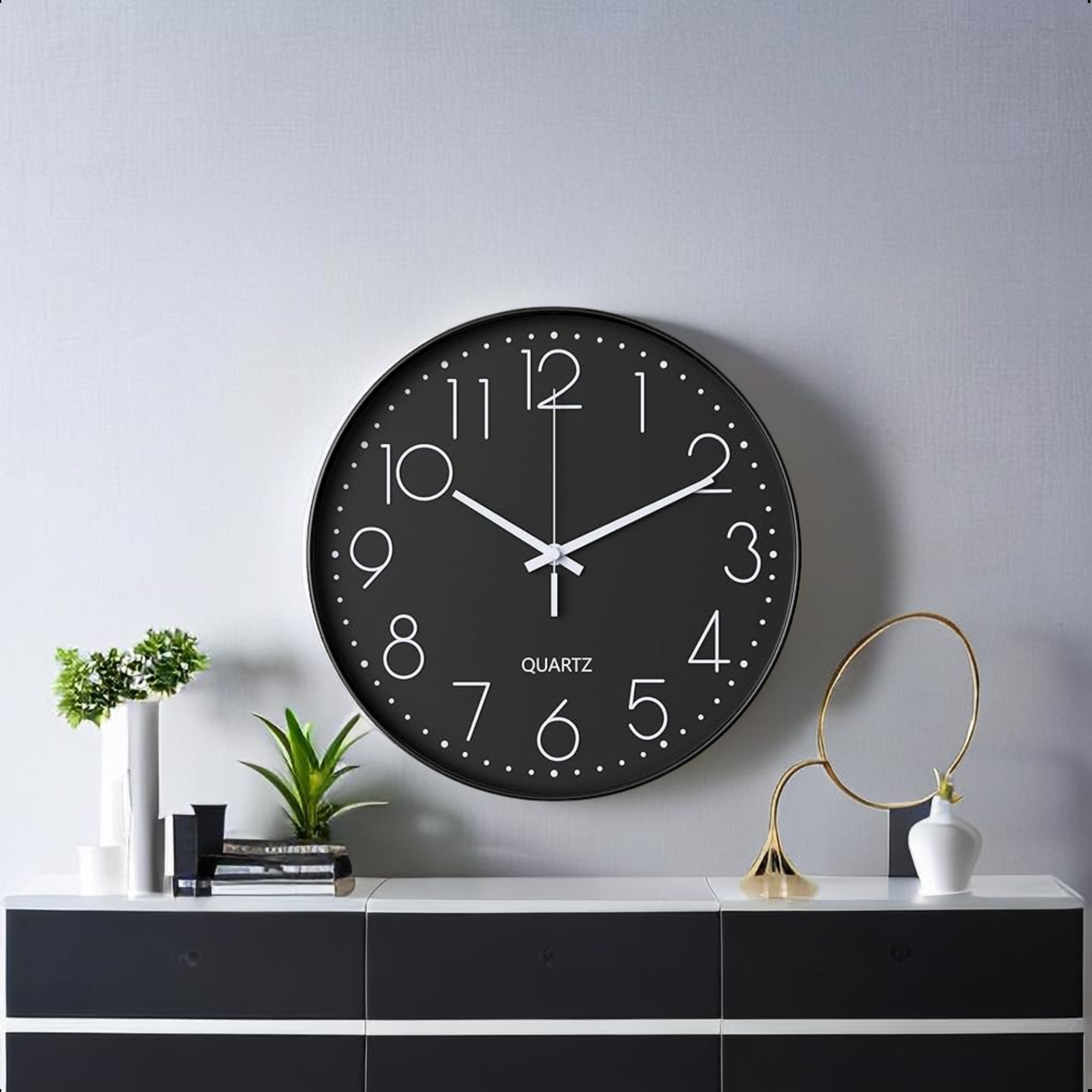 Wandklok 30cm Zwart Wit