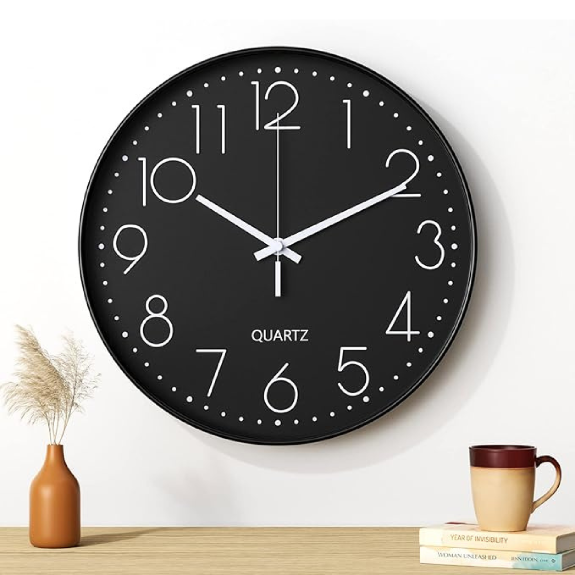 Wandklok 30cm Zwart Wit