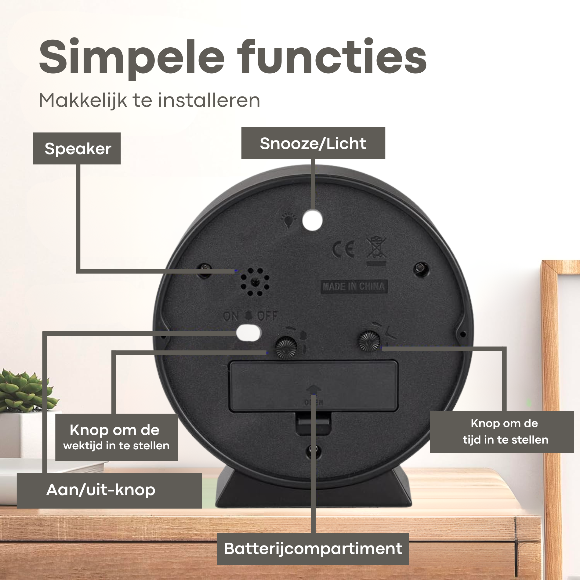 Round Analog Alarm Clock Orange