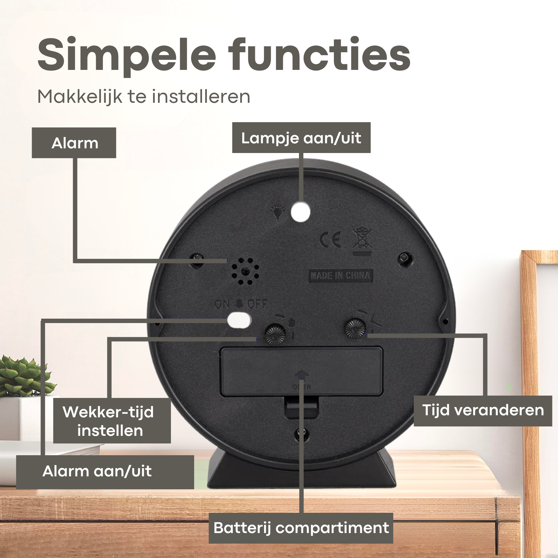 Runder analoger Wecker Blau