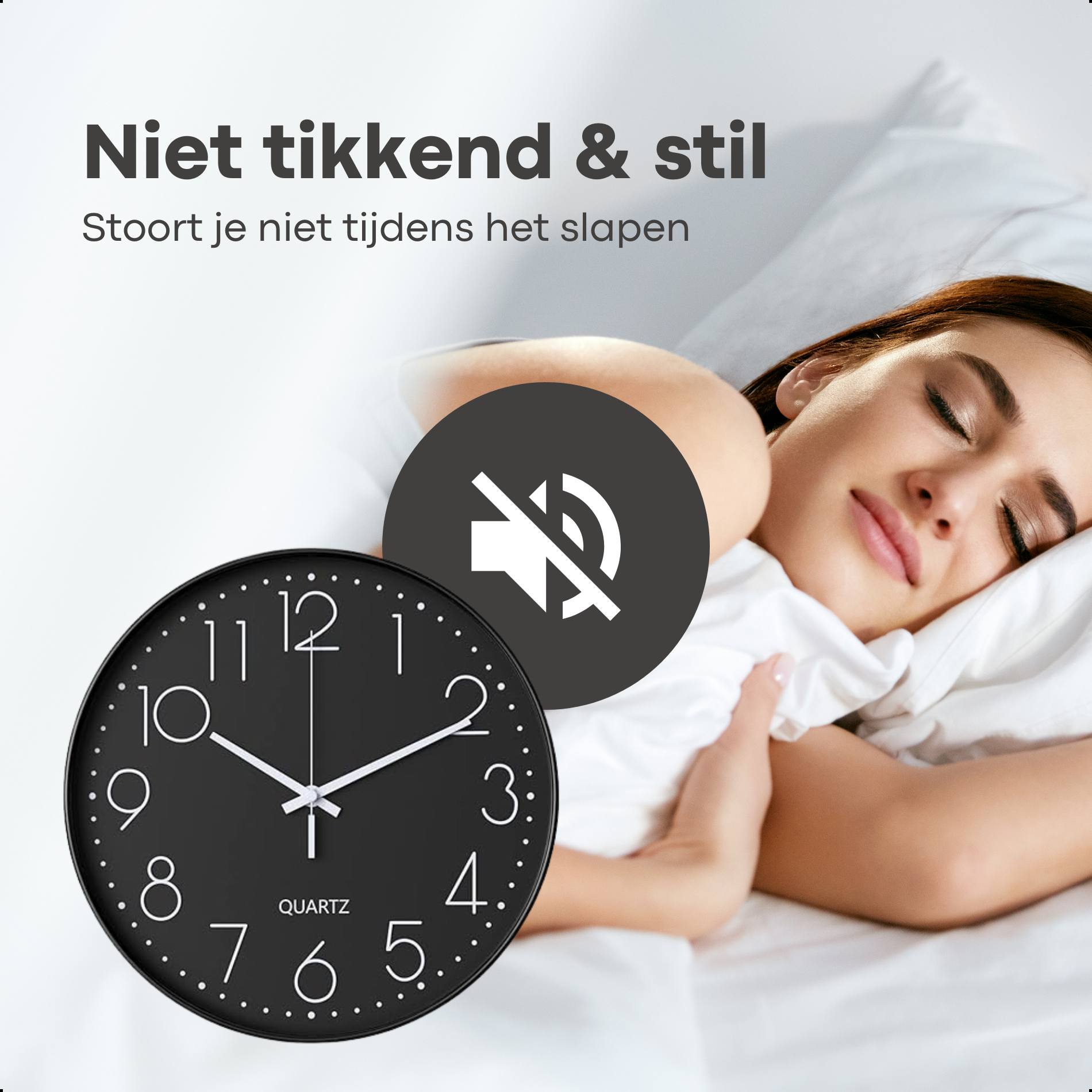 Wandklok 30cm Zwart Wit