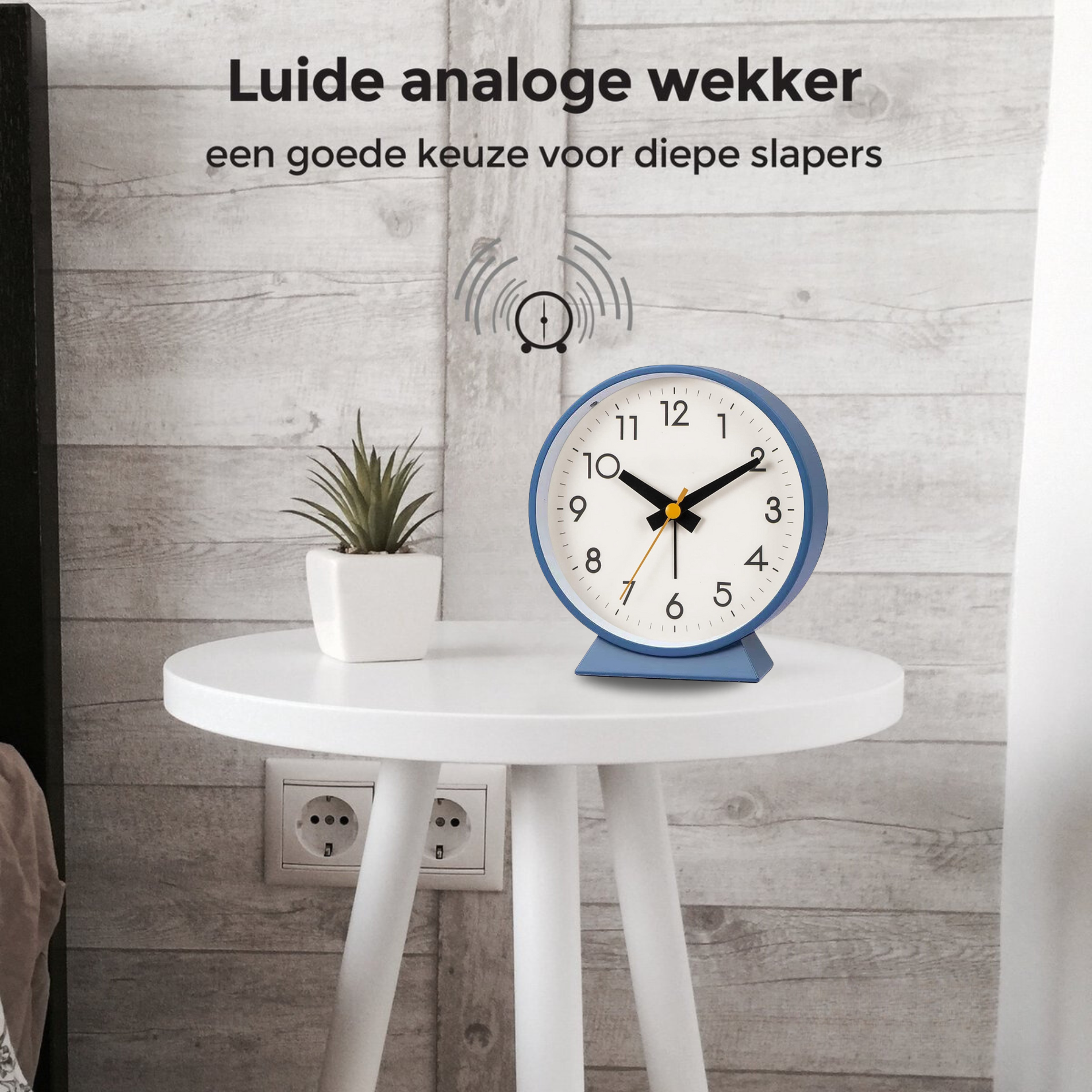 Runder analoger Wecker Blau