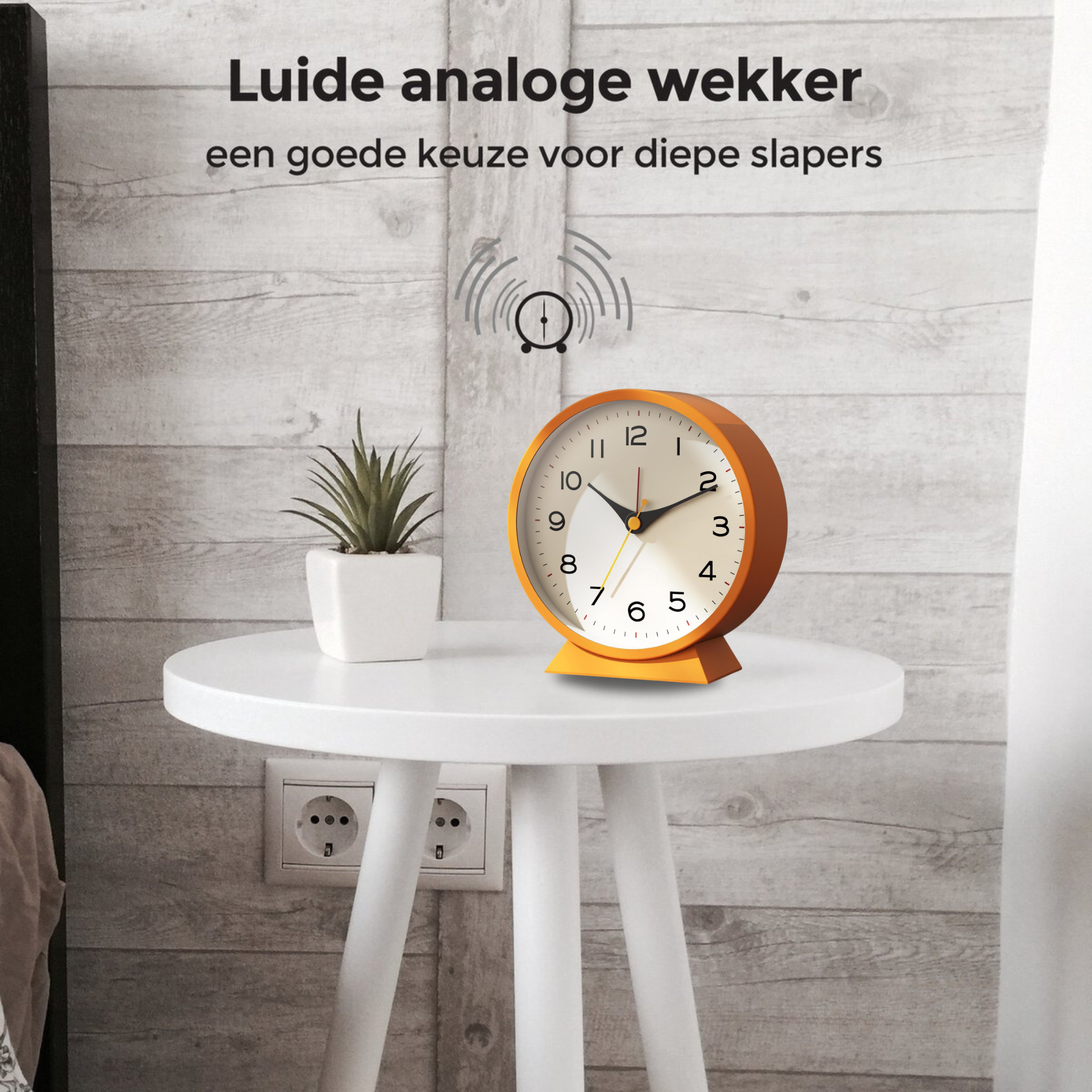Round Analog Alarm Clock Orange