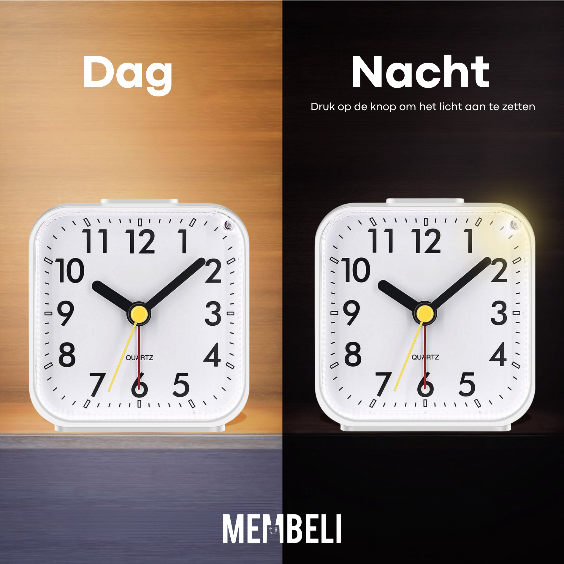 Analogue Alarm Clock Square White