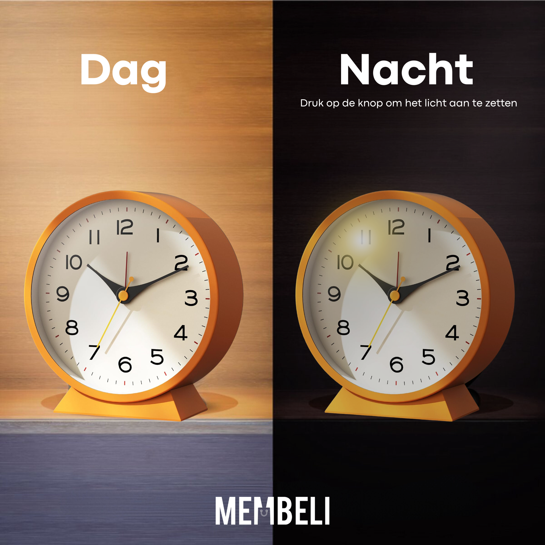 Round Analog Alarm Clock Orange