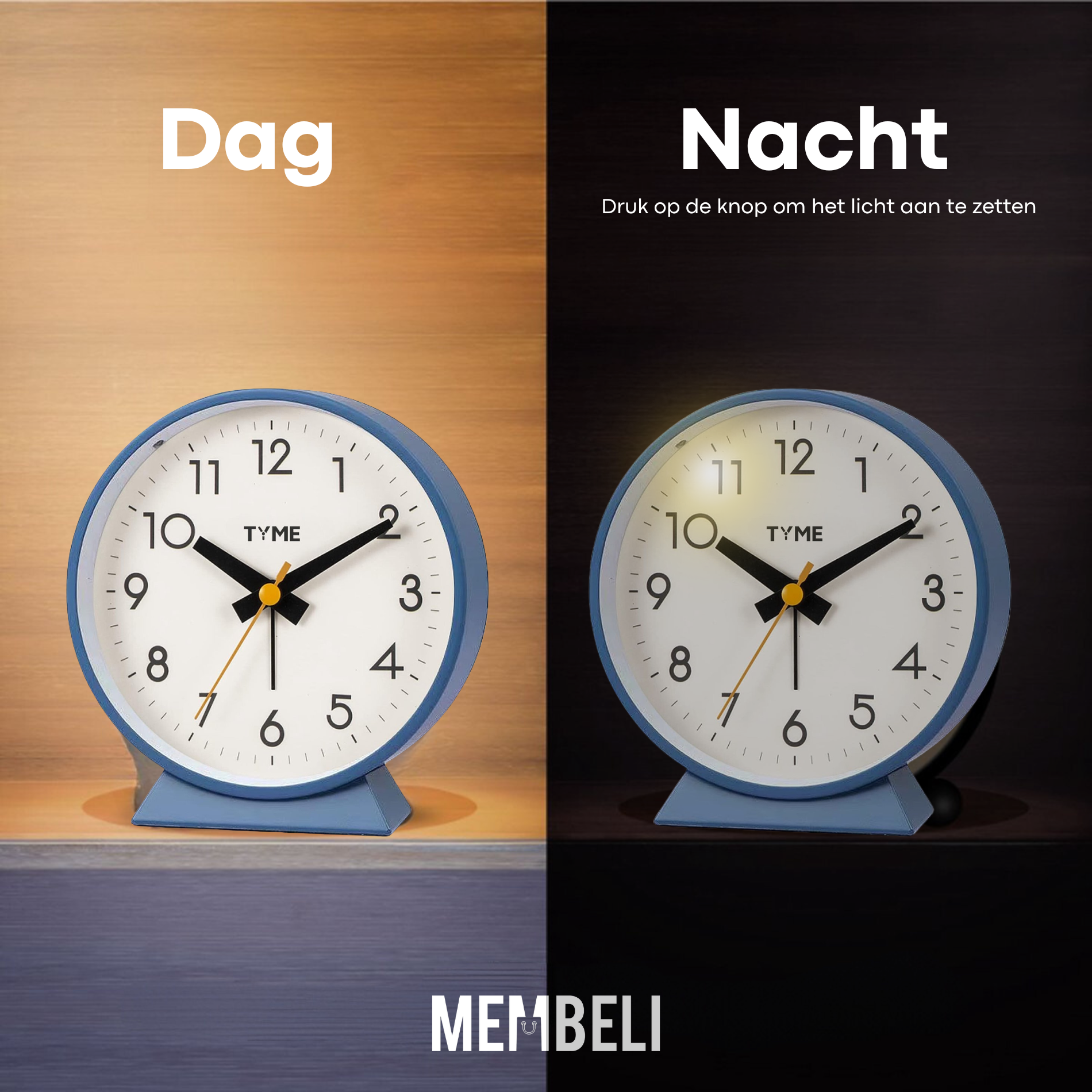 Runder analoger Wecker Blau