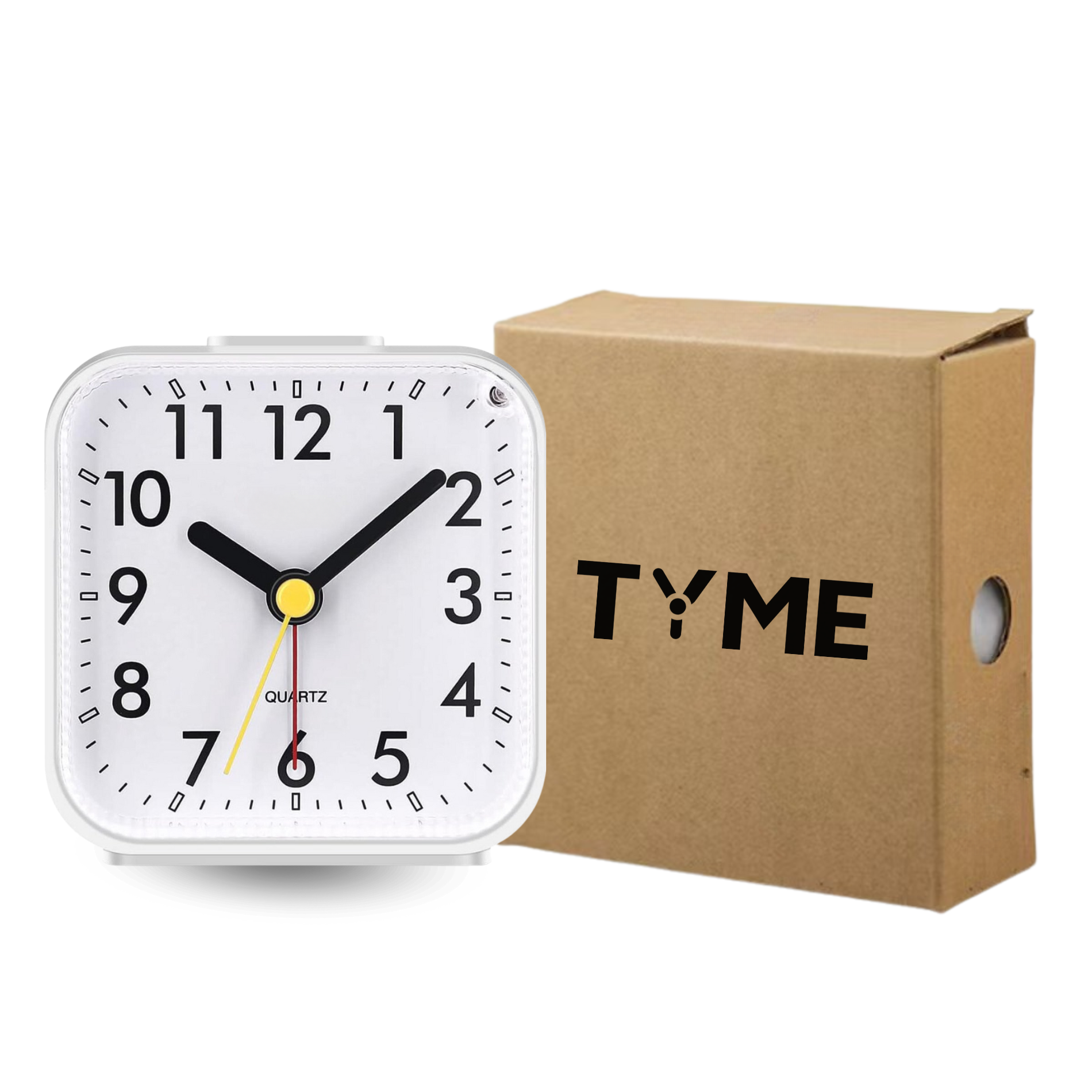 Analogue Alarm Clock Square White