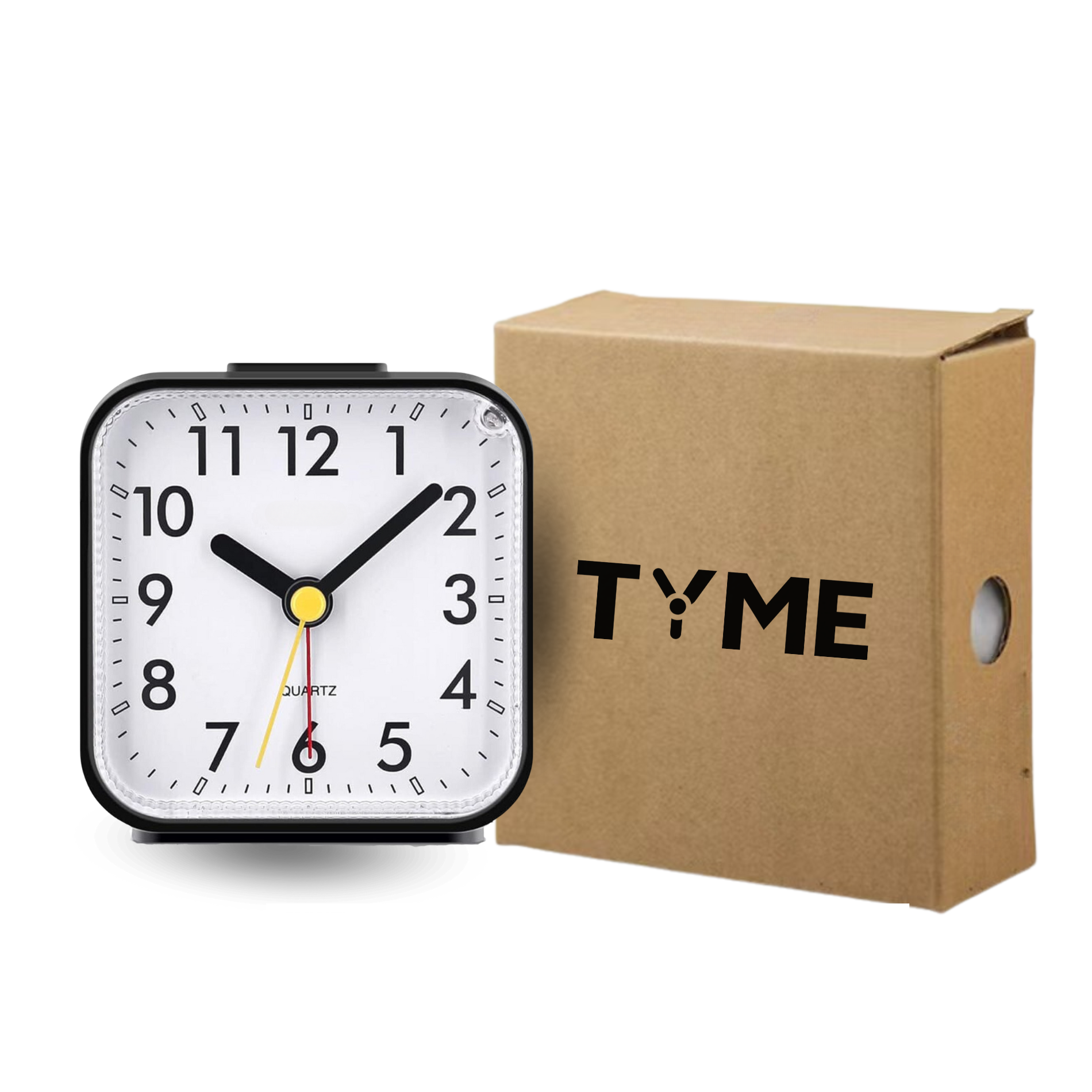 Analogue Alarm Clock Square Black