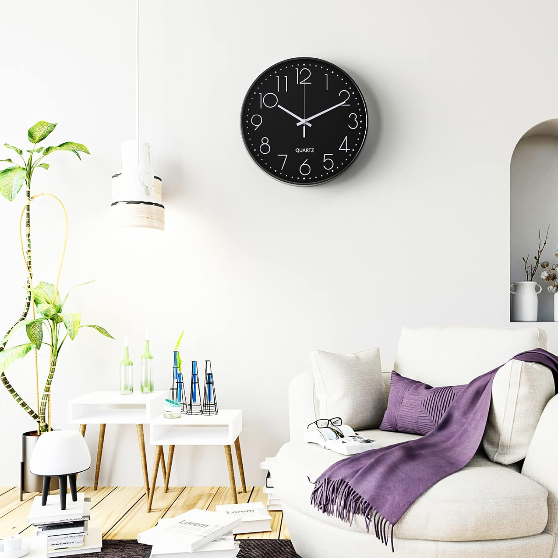 Wandklok 30cm Zwart Wit