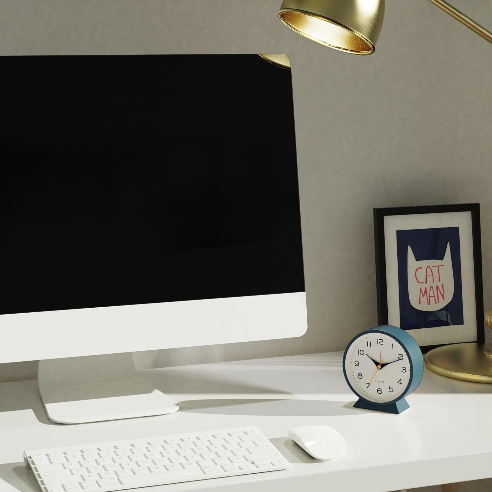 Runder analoger Wecker Blau