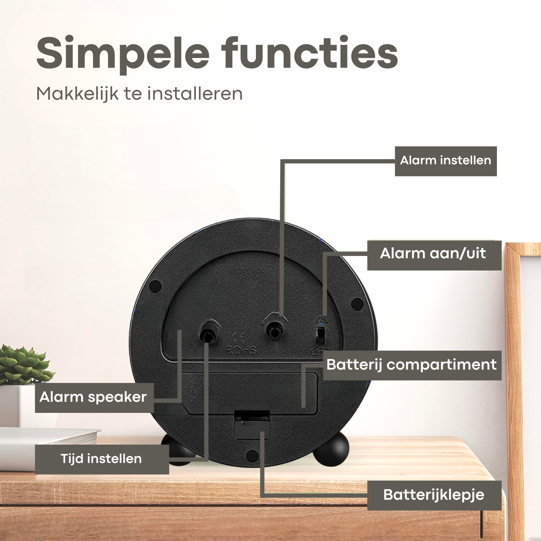 Retro Analogwecker Schwarz