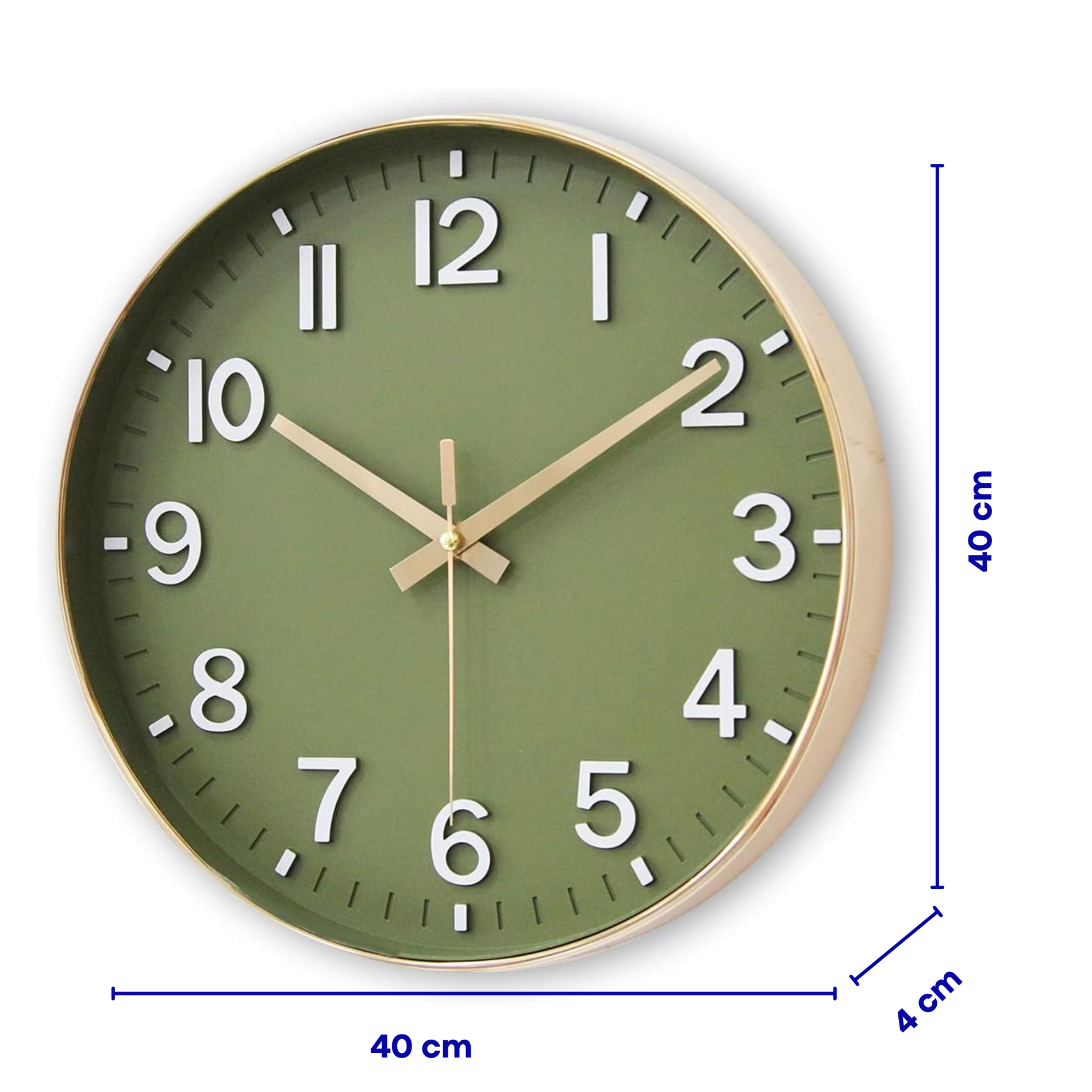 Wandklok 40cm Groen Goud