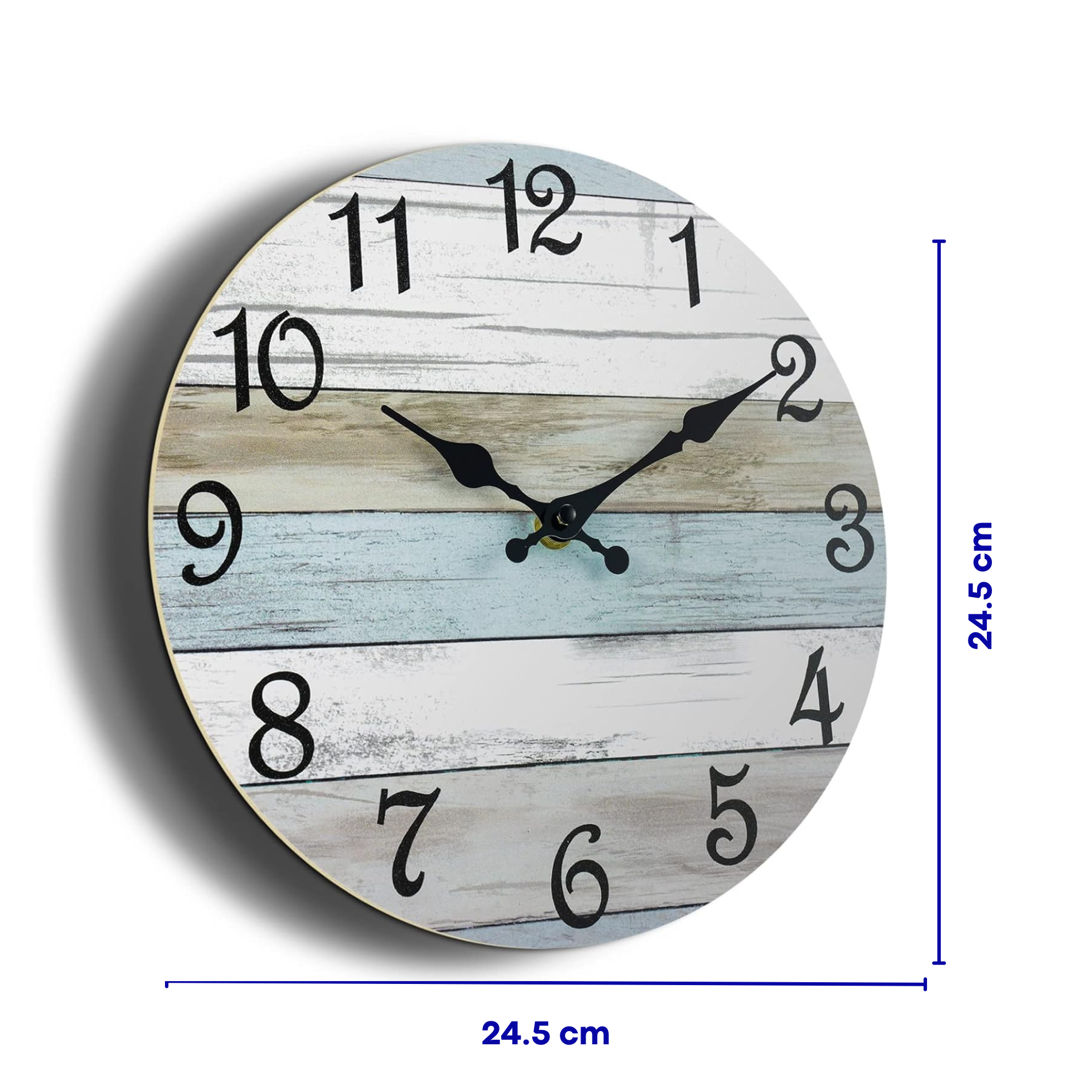 Wandklok 24.5cm Wit Blauw Crème