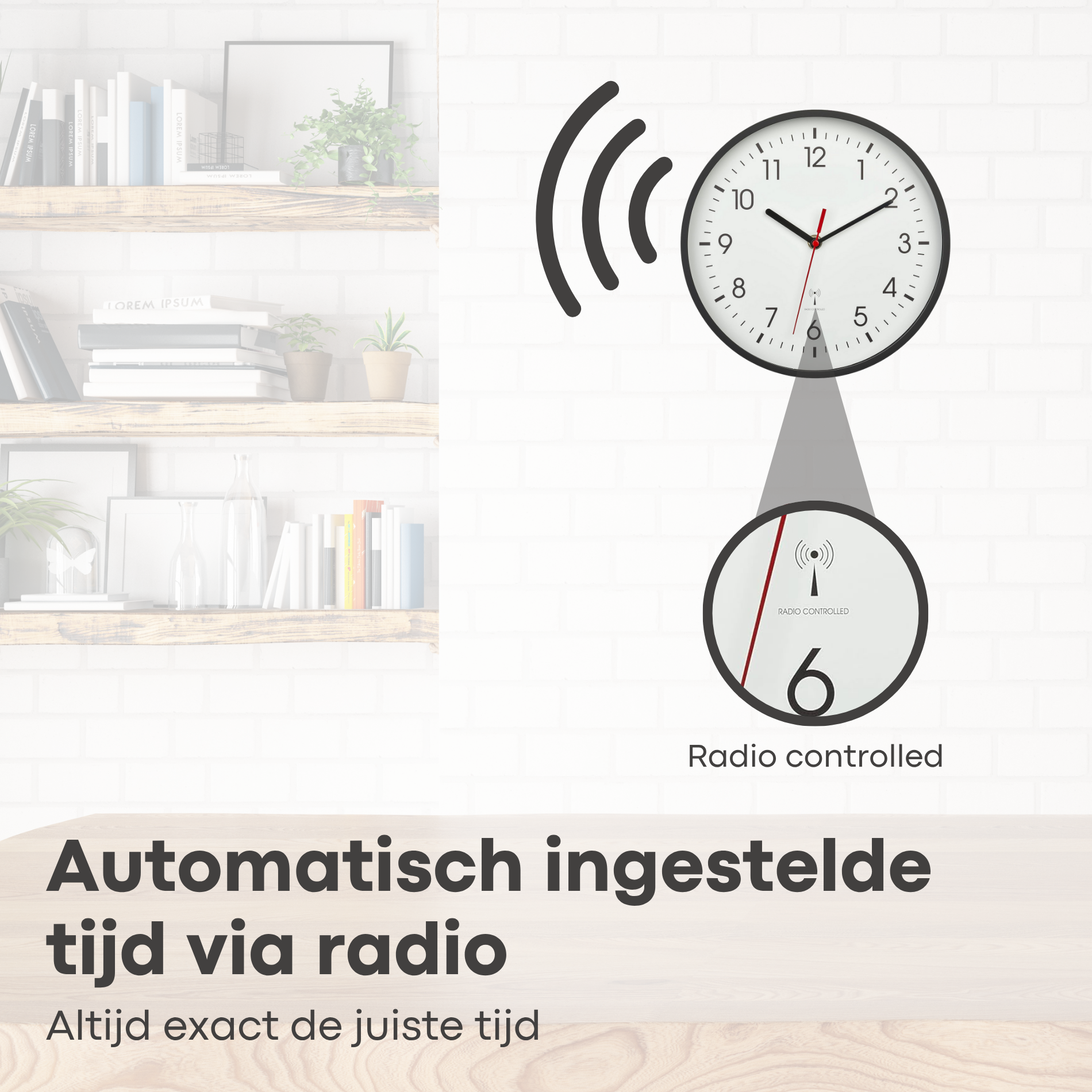 Wandklok 24.5 cm Radiogestuurd