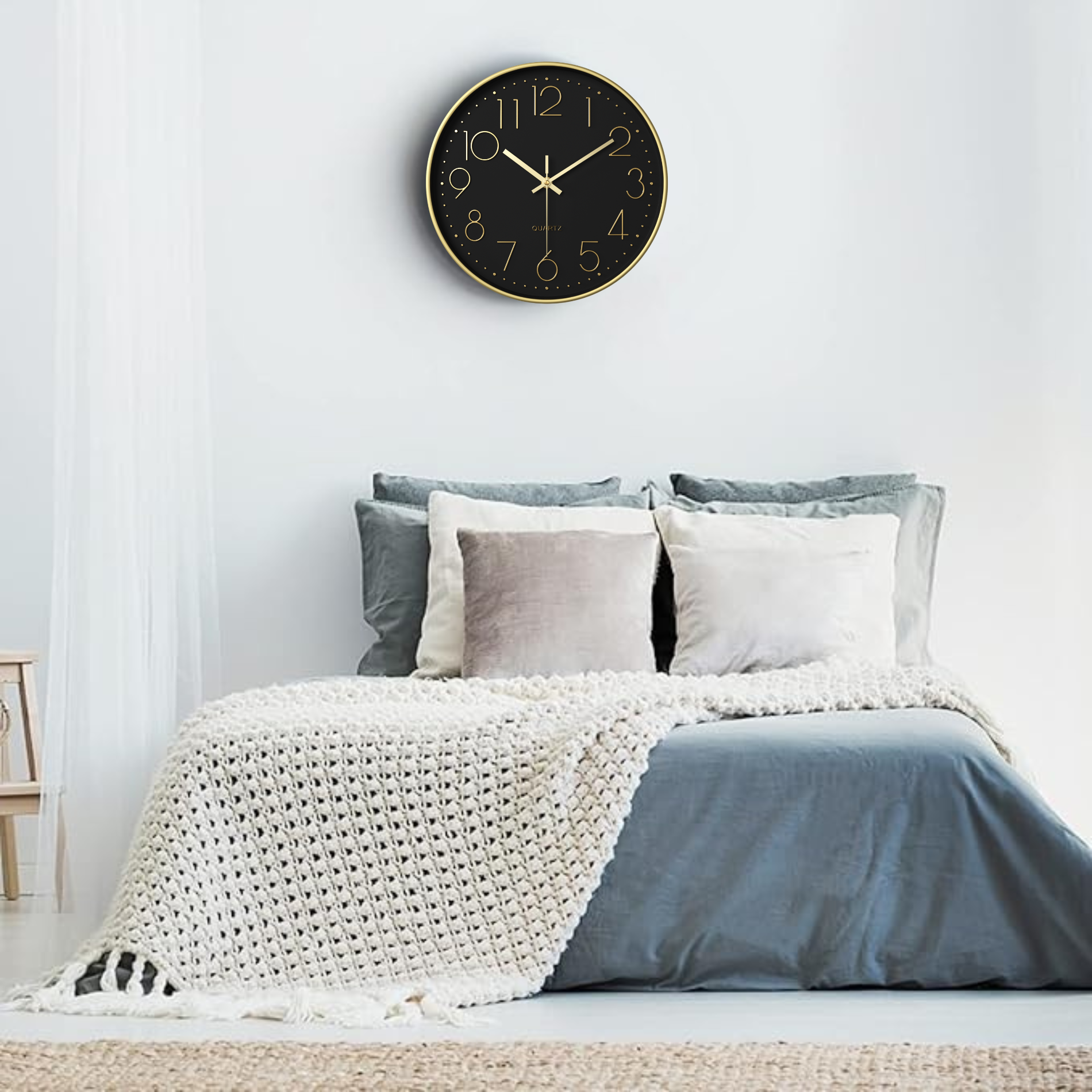 Wandklok 30cm Zwart Goud