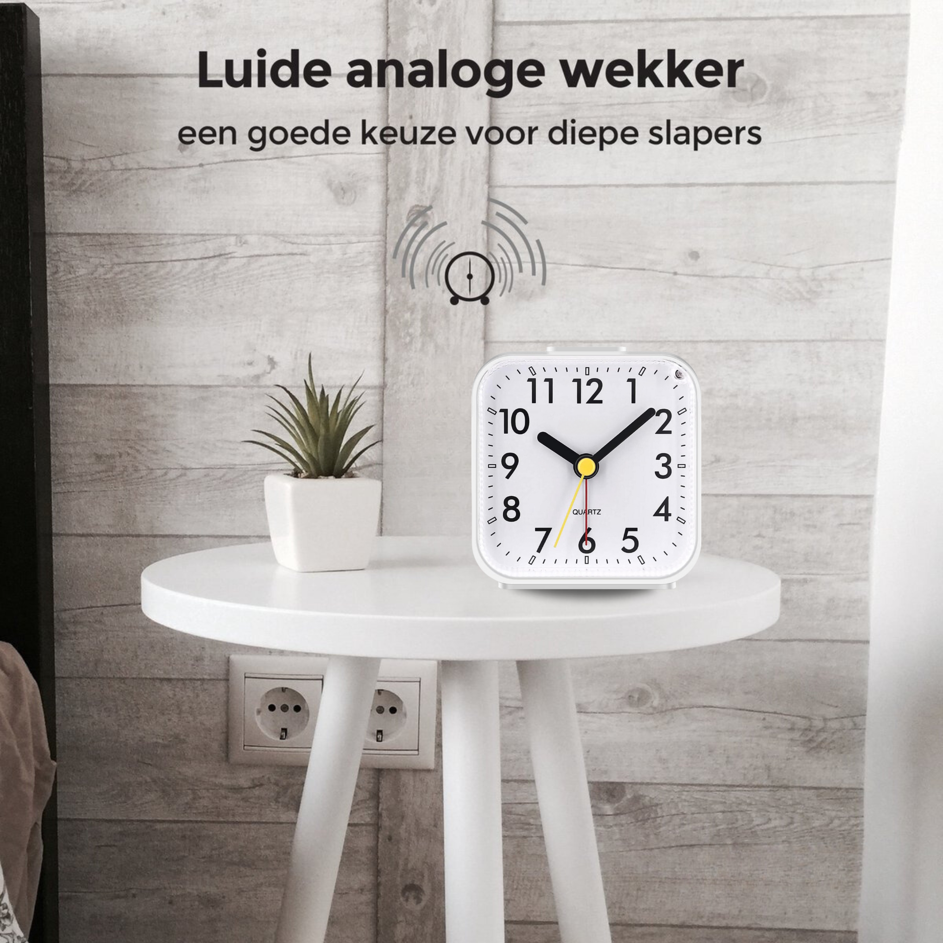 Analoger Wecker, quadratisch, Weiß