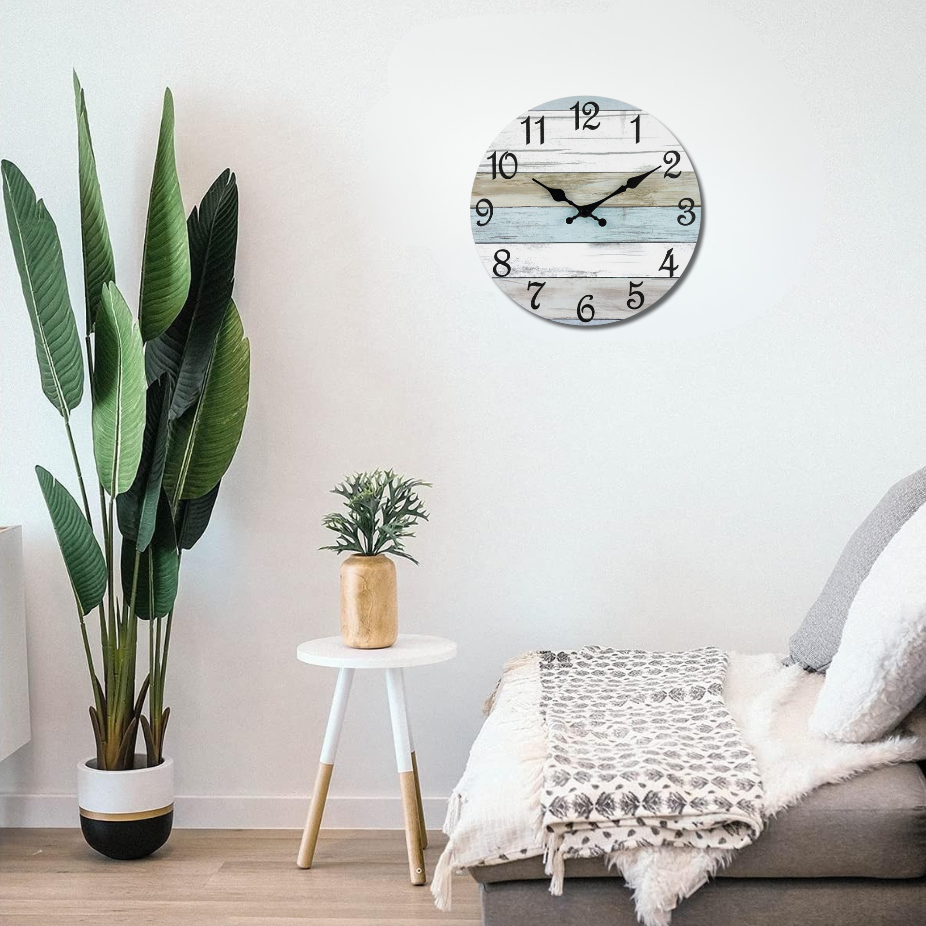Wandklok 24.5cm Wit Blauw Crème