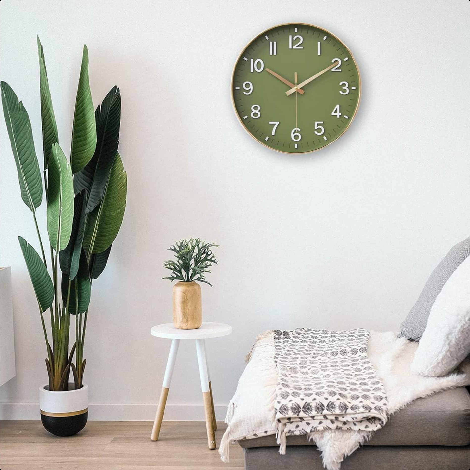 Wandklok 40cm Groen Goud